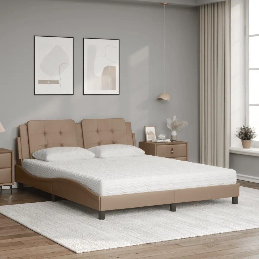 Letto con Materasso Zadar Cappuccino 160x200cm Similpelle 3208877