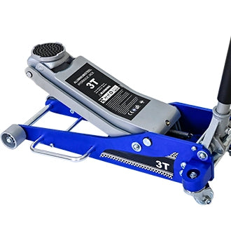Cric Idraulico a Carrello 3 Ton ¨C MINIMAL ¨C Alluminio/Acciaio, Blu/Argento, per SUV e Fuoristrada