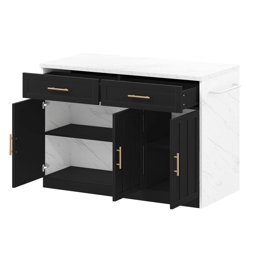 Isola da cucina 120x60x91 cm con bar, prese elettriche, USB e ripiani regolabili
