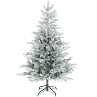 Albero di Natale Innevato Alto 150 cm con 828 Rami e Base in Metallo Verde