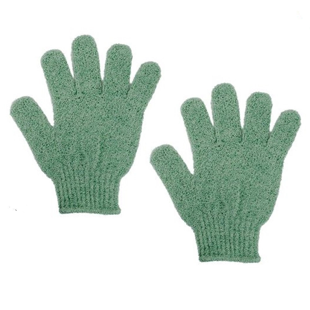 Trade Shop - Set 2 Pezzi Guanti Di Crine Per Doccia Bagno Esfoliante Pelle Corpo Verde 79722 -
