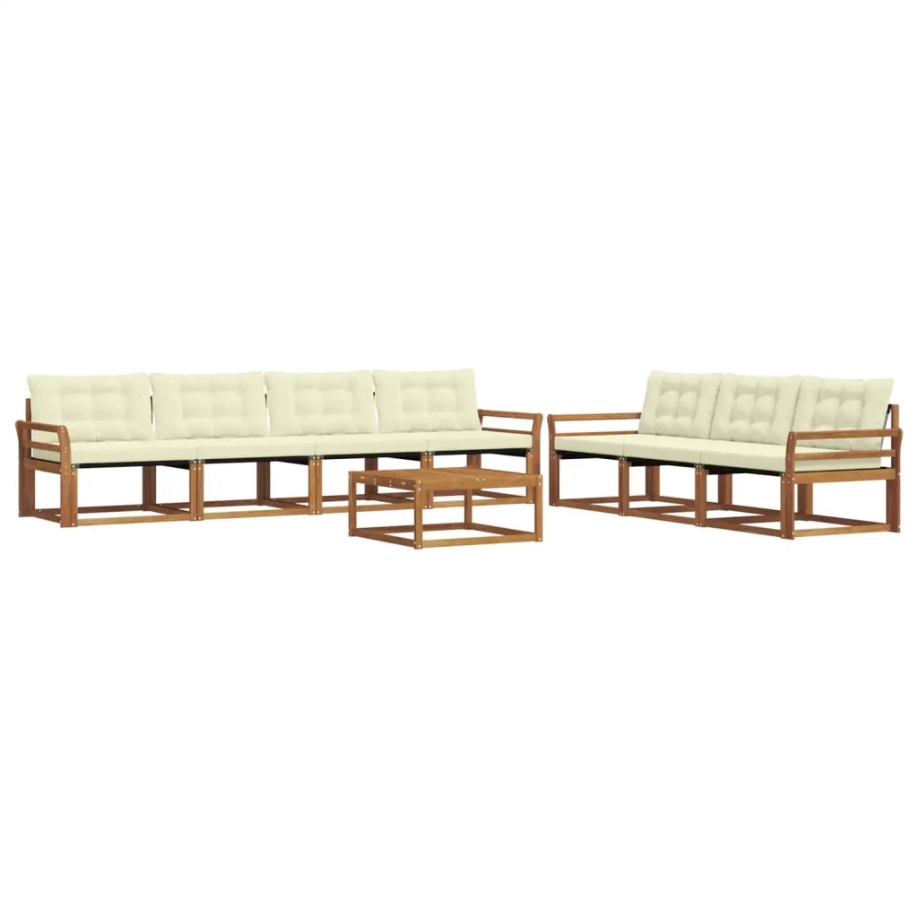 Set di divani da esterno con cuscino 8 pcs Naturale e Crema