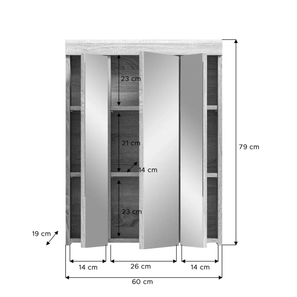 Set di mobili da bagno RIDLEY – Mobile sotto lavabo e armadietto specchio – Bianco e rovere chiaro