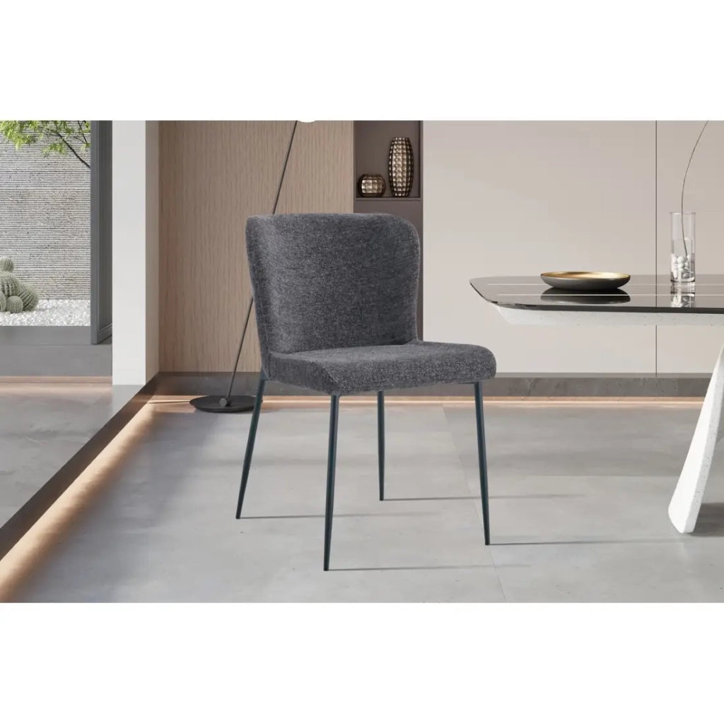 Set di 2 sedie LISE - Tessuto grigio scuro - Piedi in metallo - Comfort moderno - Design sobrio ed elegante