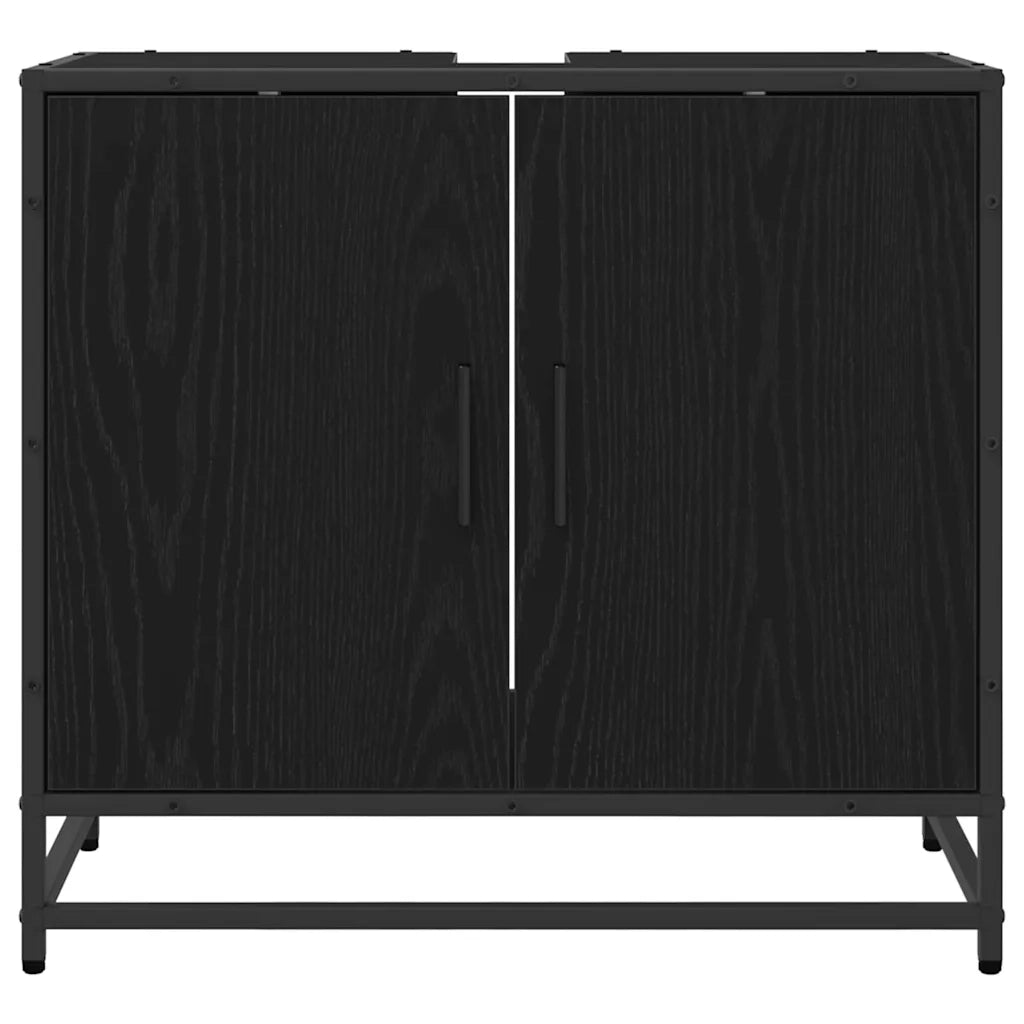 Armadio per Lavabo da Bagno Rovere Nero 65 x 33 x 60 cm