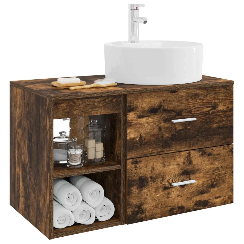 Set di mobili per il bagno 2 pz Rovere Fumo 3403908