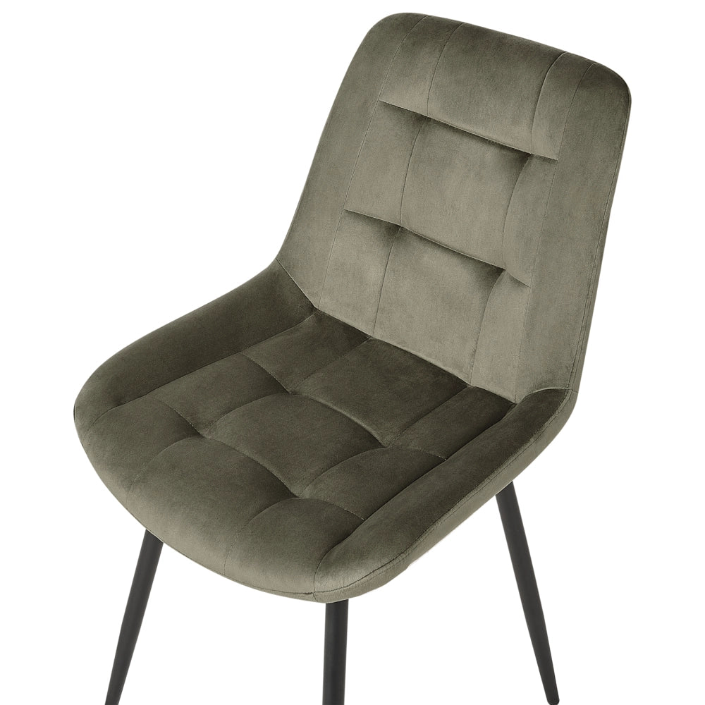 Set di 2 sedie da pranzo in velluto verde oliva gambe in ferro Nero sedie moderne imbottite