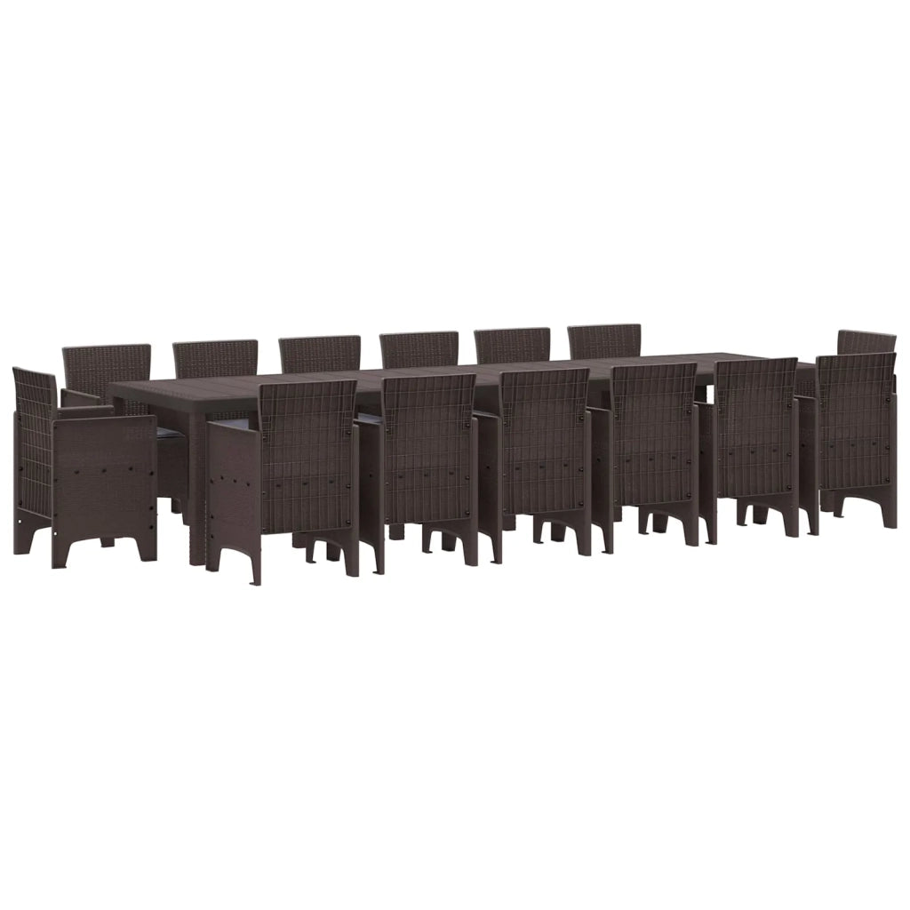 Set da Pranzo per Giardino 15 pcs Marrone Rattan Polt 3378640