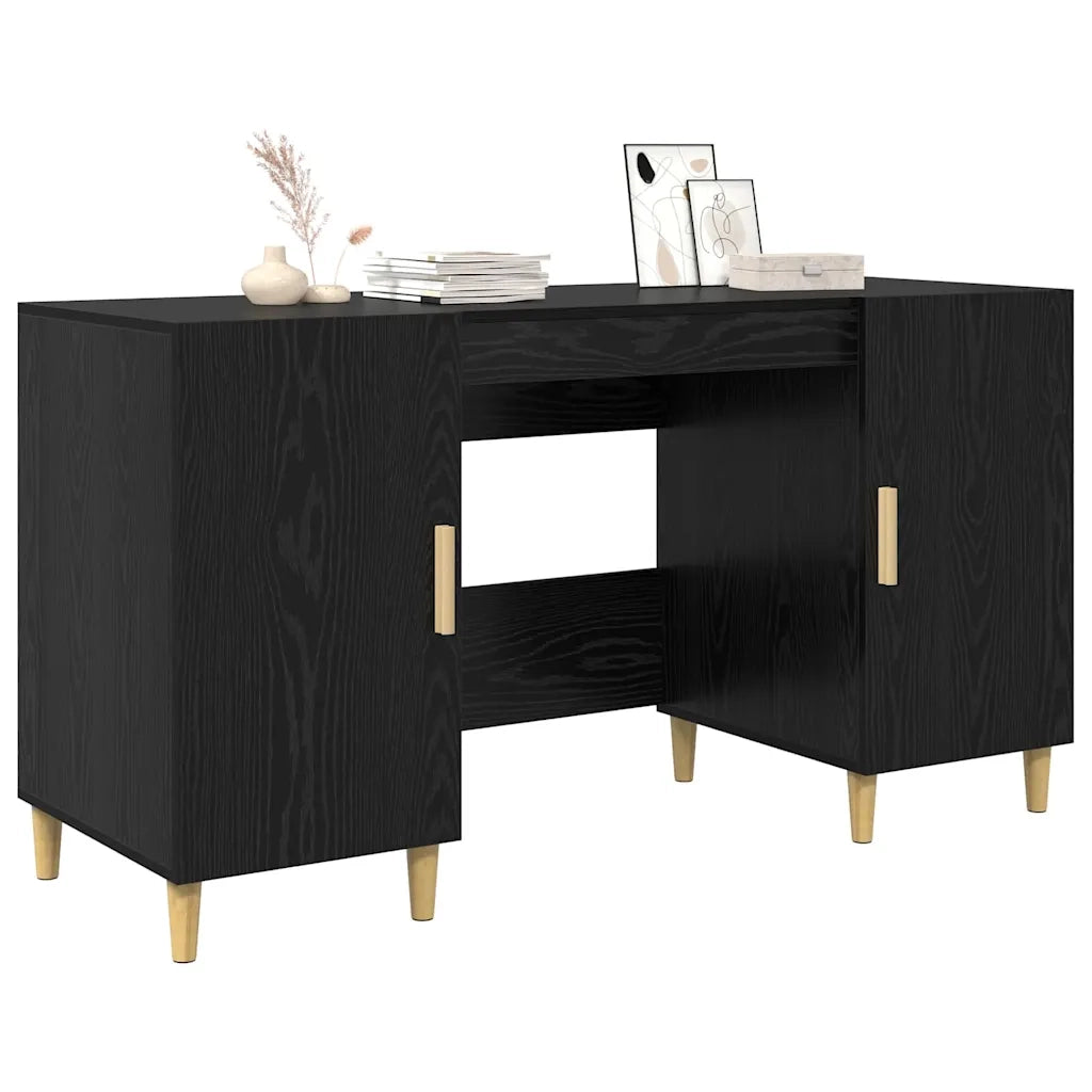 Scrivania Rovere Nero 140 x 50 x 75 cm Legno multistrato