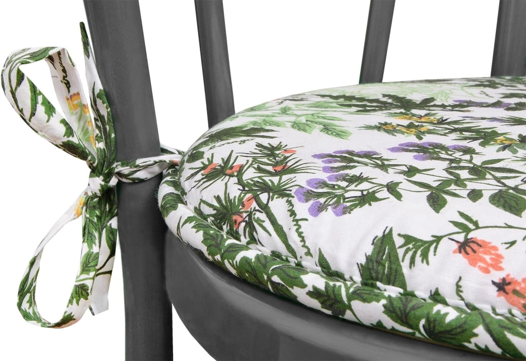 Set 4 Cuscini Sedia Rotondi Cotone Lavabili Morbidi Coprisedie Design Rustico Fiori Montagna