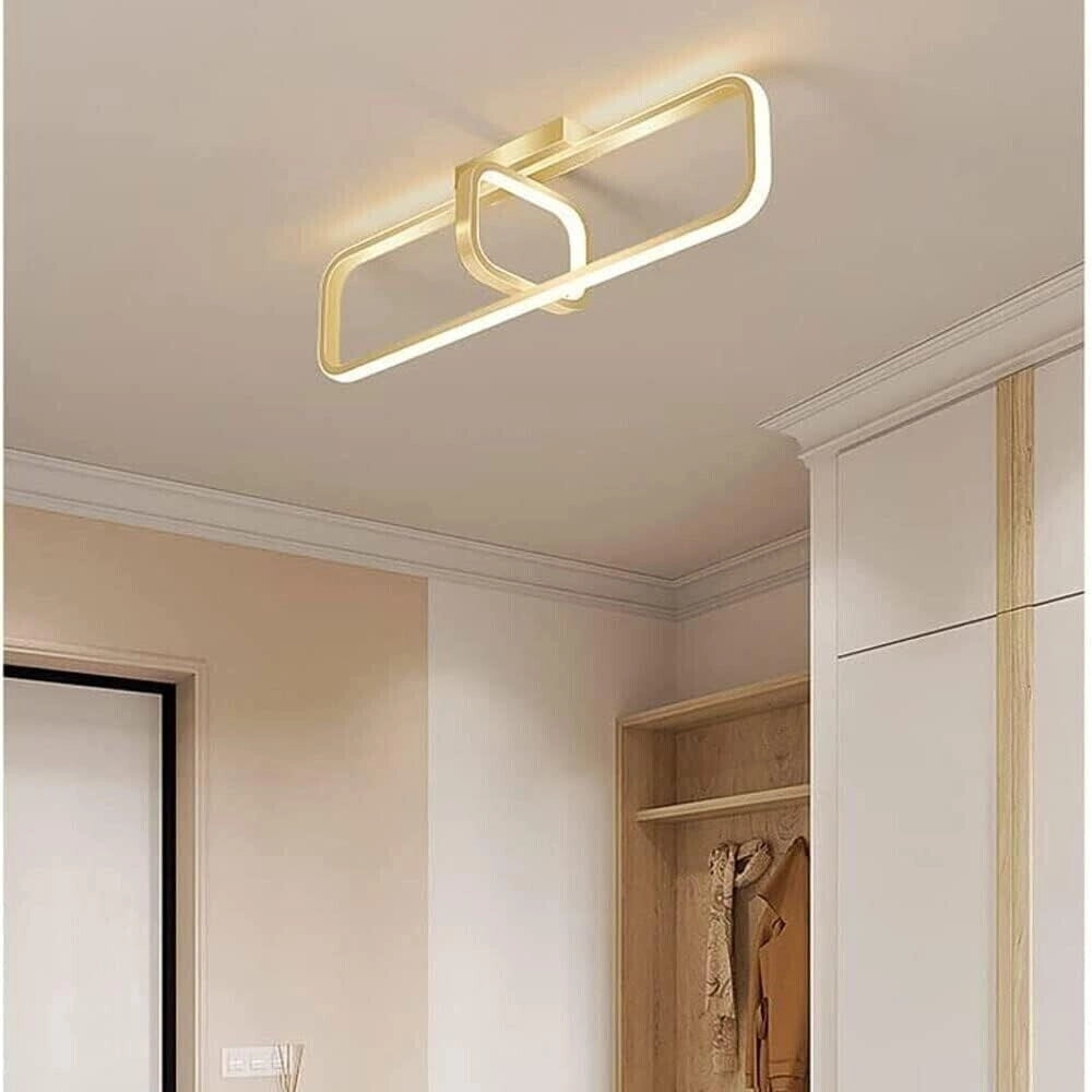 Trade Shop - Plafoniera Led 32 W Rettangolare Oro Design Moderno Lampadario A Soffitto 50224 -