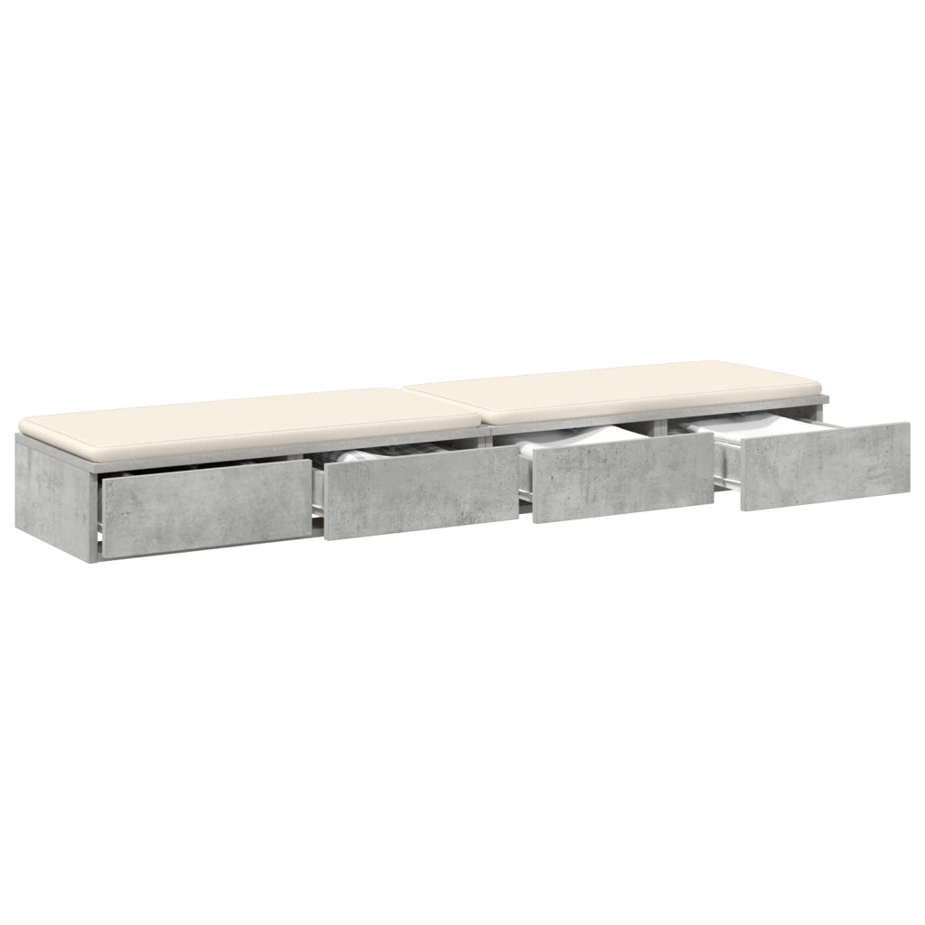 Cassetti per Letto Grigio Cemento 150x36,5x16,5 cm Legno Ingegnerizzato