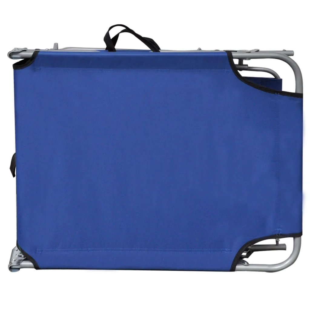 Lettino Prendisole Pieghevole con Baldacchino Blu in Alluminio 47769