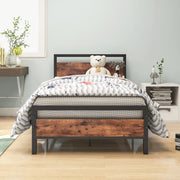 LETTO Singolo 90x200 cm in MDF e metallo con rete a doghe e vano sottoletto marrone