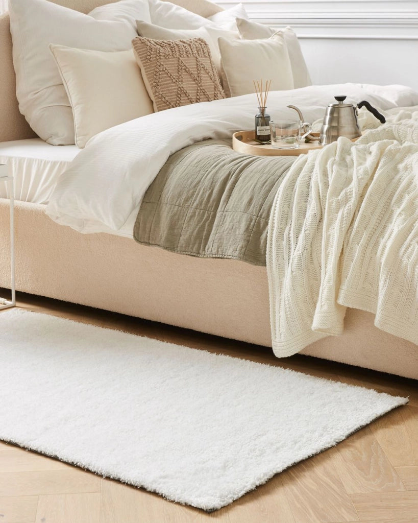 Tappeto shaggy bianco 80 x 150 cm moderno tappeto rettangolare trapuntato a Pelo Lungo