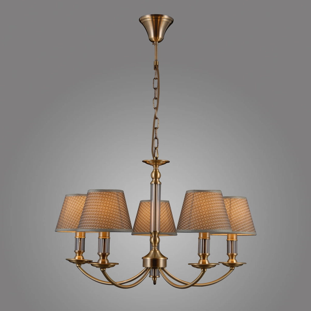 Lampadario Italux Zanobi classico bronzo antico 5xE14