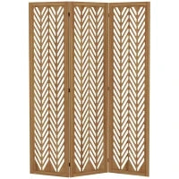 Paravent In Legno Traforato Separatore Di Ambienti Schermo Interno Pieghevole 3 Pannelli In Legno 120 x 170 cm Naturale