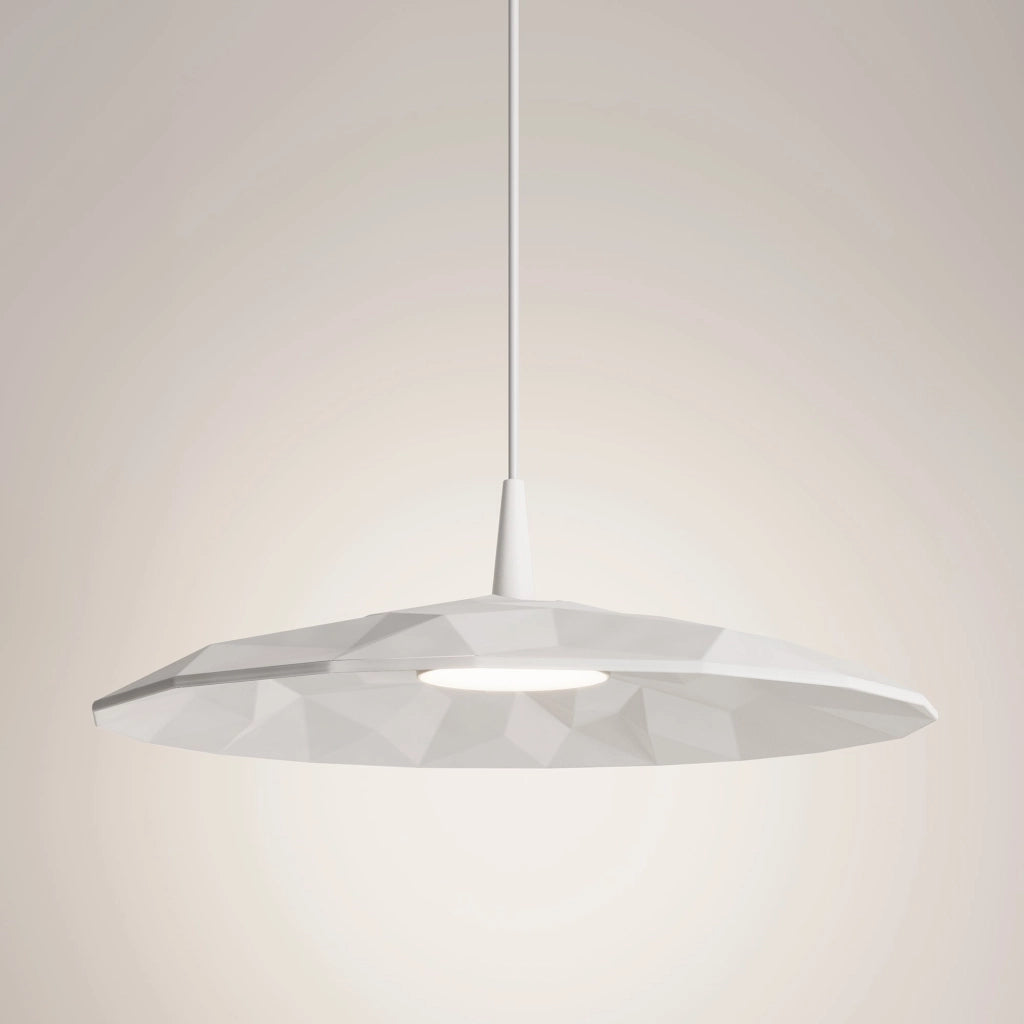 Angled Lampada a sospensione a LED con diffusore in ceramica lavorato a mano, design moderno con geometria prismatica, colore Bianco, 8.0W, 3000K