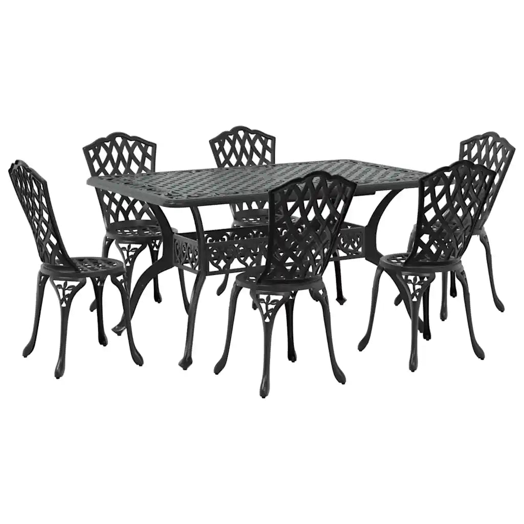 vidaXL Set da Pranzo per Giardino 7 pcs Nero Alluminio