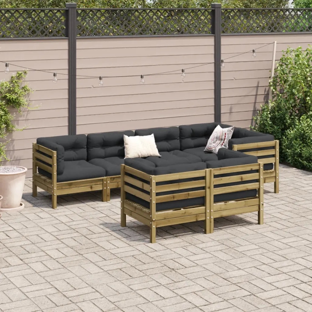 Set Divani da Giardino 7pz con Cuscini Legno Impregnato di Pino 3299499