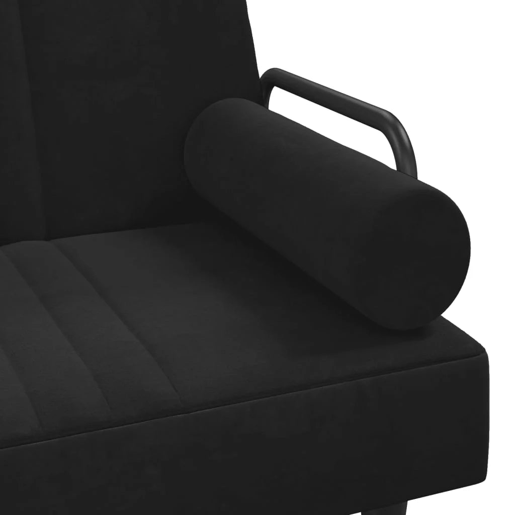 Divano letto con braccioli 205 x 89 x 70 cm velluto nero 02_0020415