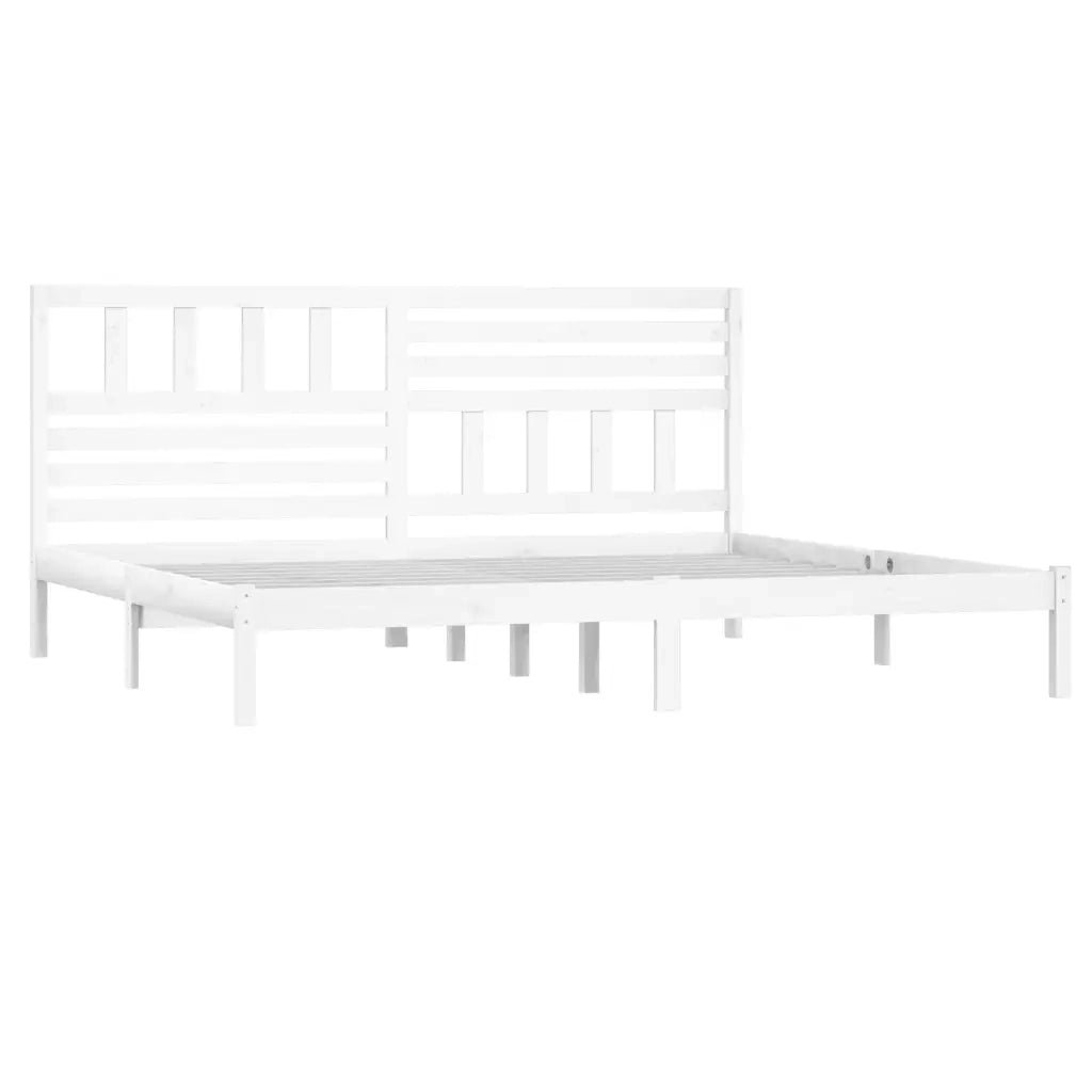 Letto matrimoniale | Letto per adulti | Giroletto Bianco in Legno Massello di Pino 200x200 cm