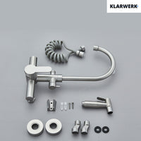 JULIE | rubinetto miscelatore da parete catering argento | professionale da cucina in acciaio inox con doccetta | ristorante da parete bocca alta