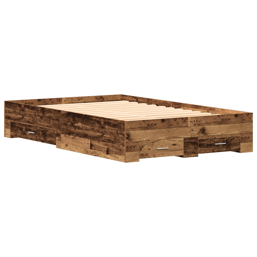 Struttura del Letto con Cassetti Legno Vecchio 120x190 cm Legno Ingegnerizzato