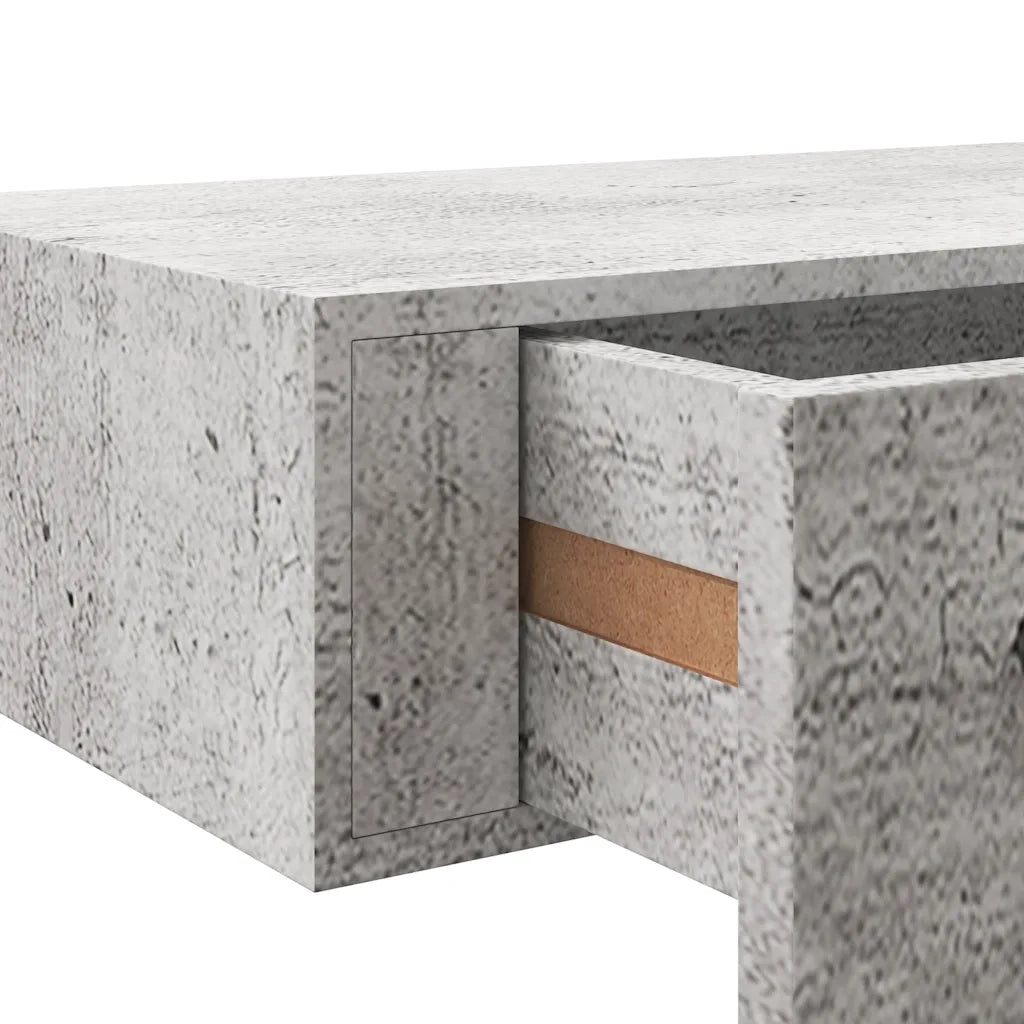 Scaffale con Cassetti da Parete | Mensola sospesa Grigio Cemento 60x23,5x10cm MDF