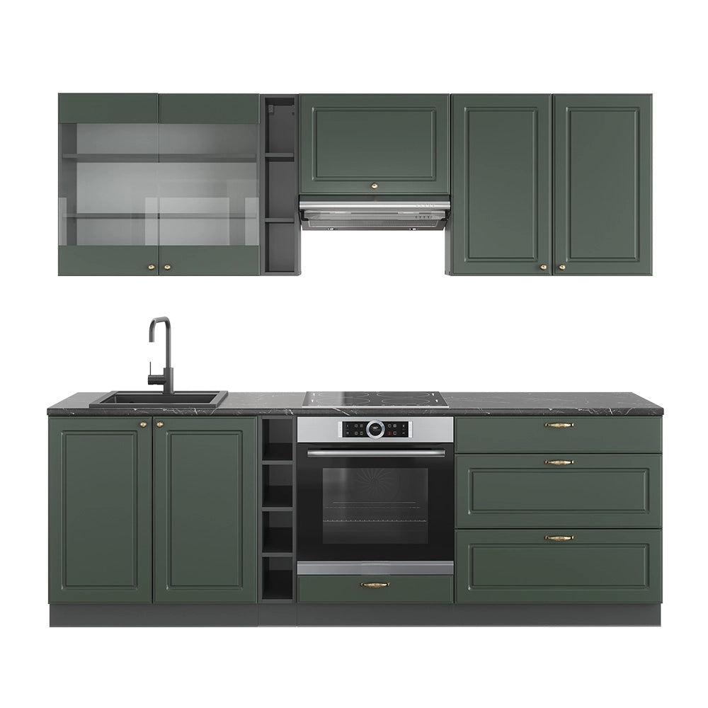 Cucina componibile Fame-Line Verde-oro rustico/Antracite 235 cm, PL Antracite Vicco
