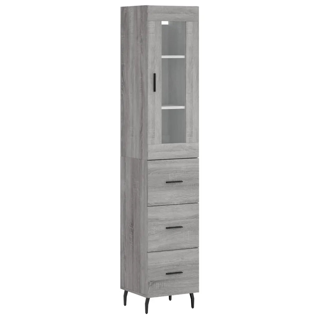 Credenza | Madia | Buffet da pranzo | Armadio da pranzo Grigio Sonoma 34,5x34x180 cm in Legno Multistrato