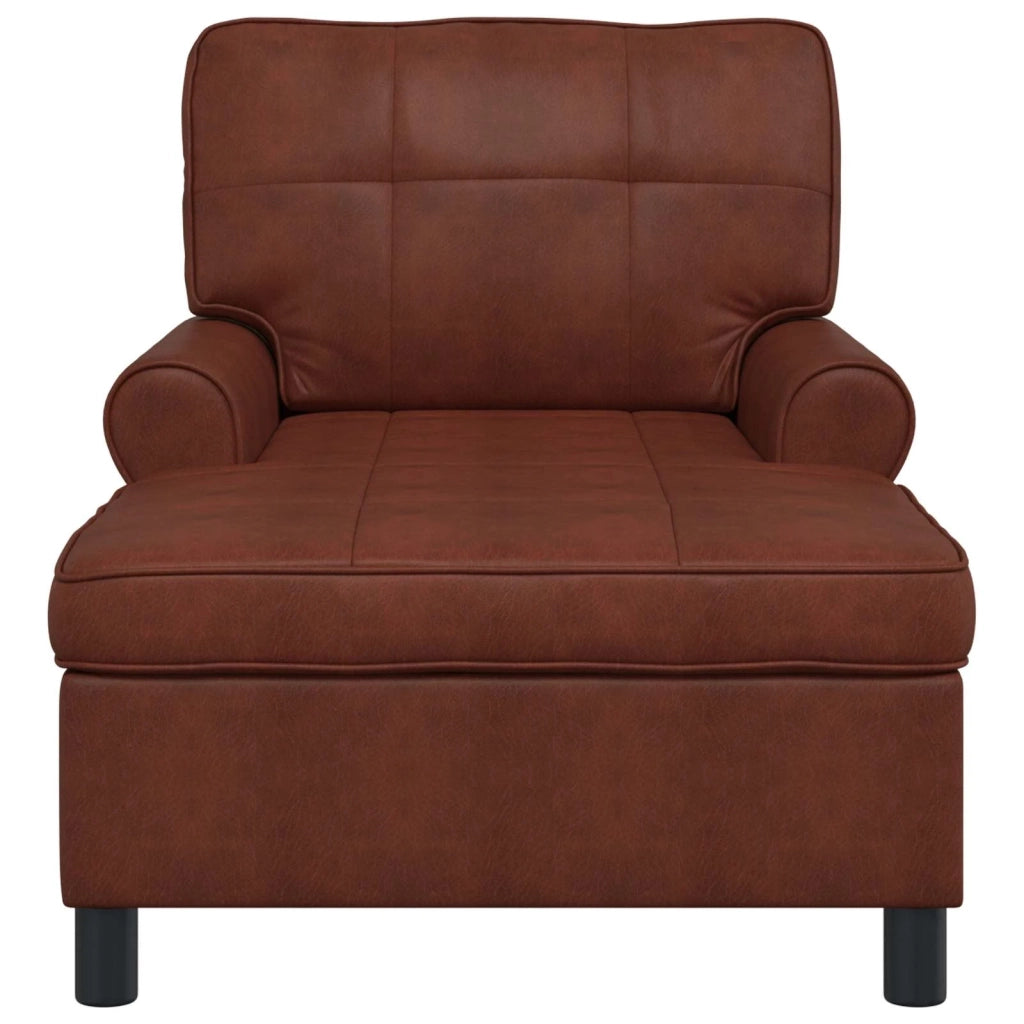 Chaise Lounge Marrone Lucido 91 x 157 x 91 cm Pelle Sintetica