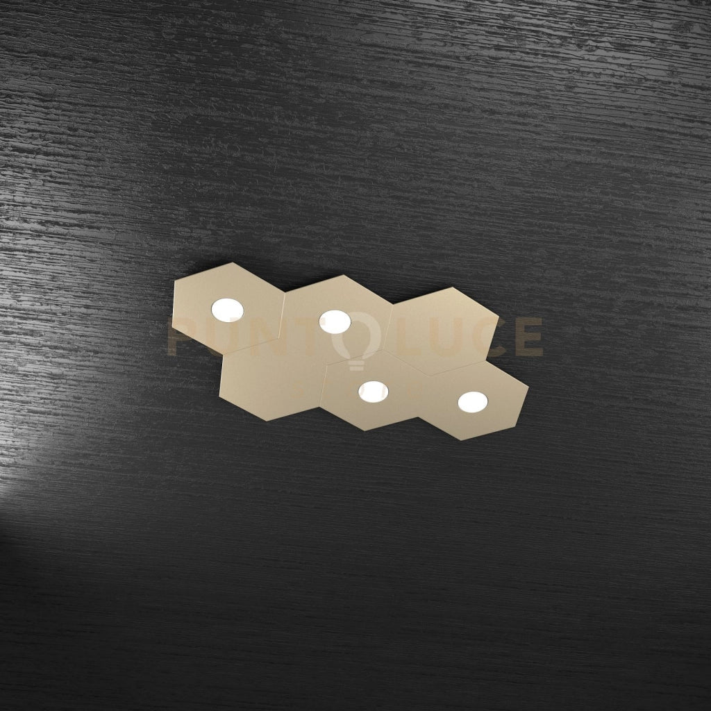 HEXAGON APPLIQUE-PLAFONIERA 4 LUCI + 2 DECORATIVO SABBIA 1142-4L2D-SA