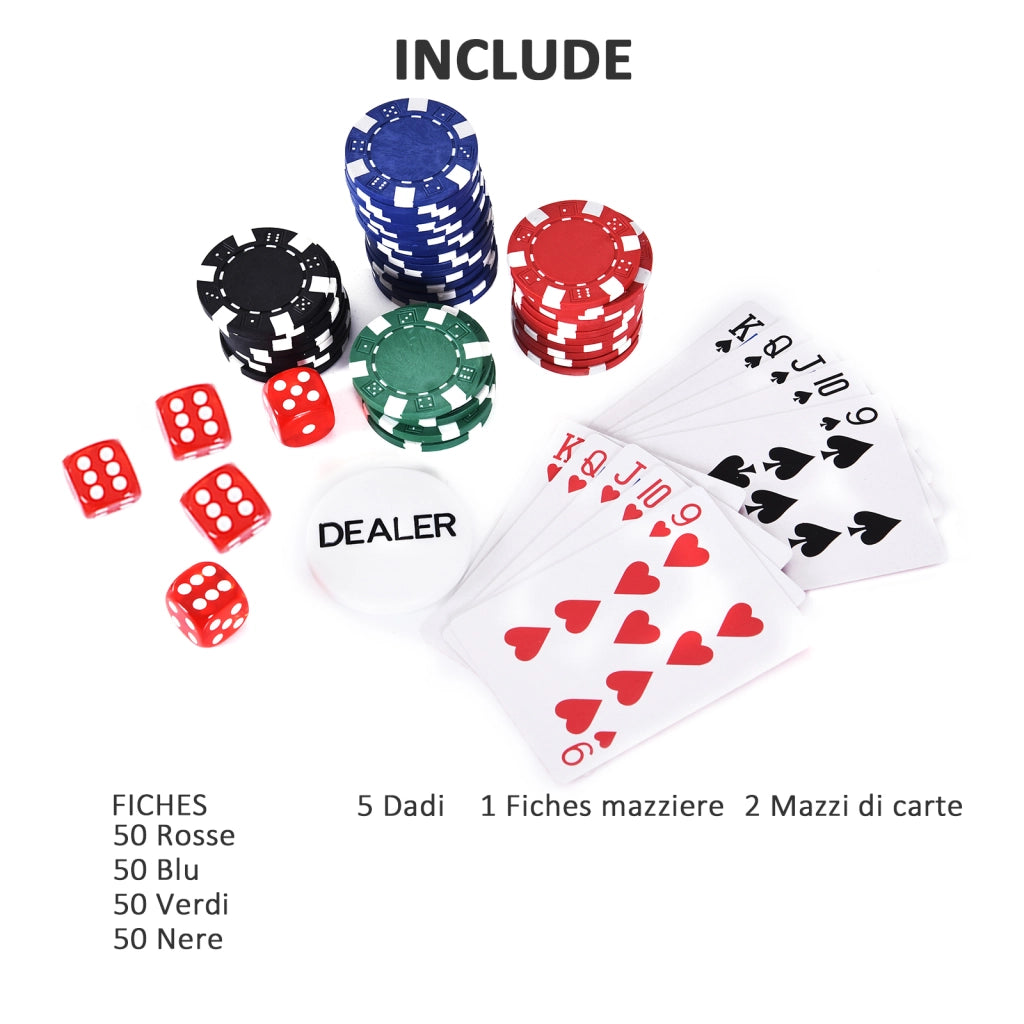 EasyComfort Valigetta Poker Professionale in Alluminio, Set Poker con 200 Fiches e 2 Mazzi per Texas hold'em e Blackjack