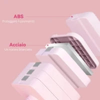 Set 2 Manubri Pesi Quadrati e Antiscivolo da 5 kg con Piastre Rimovibili, in Acciaio e ABS, 32x9x9 cm, Rosa