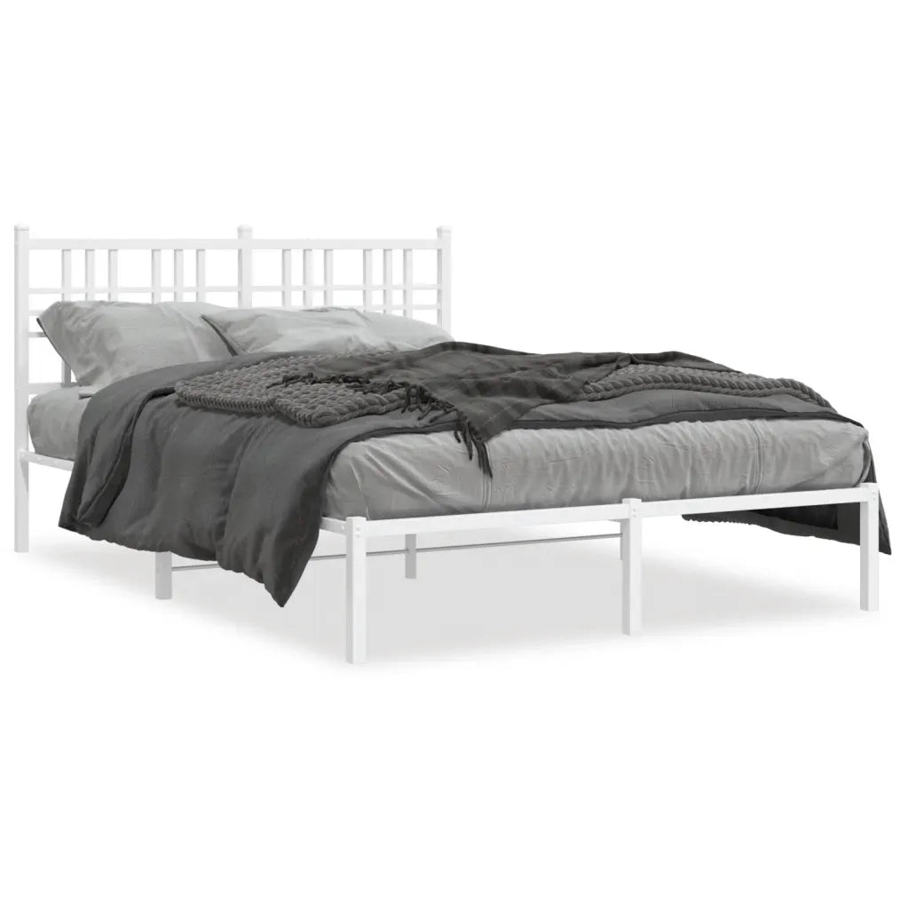 Giroletto con Testiera-Struttura Letto con testiera Metallo Bianco 140x190 cm 666318