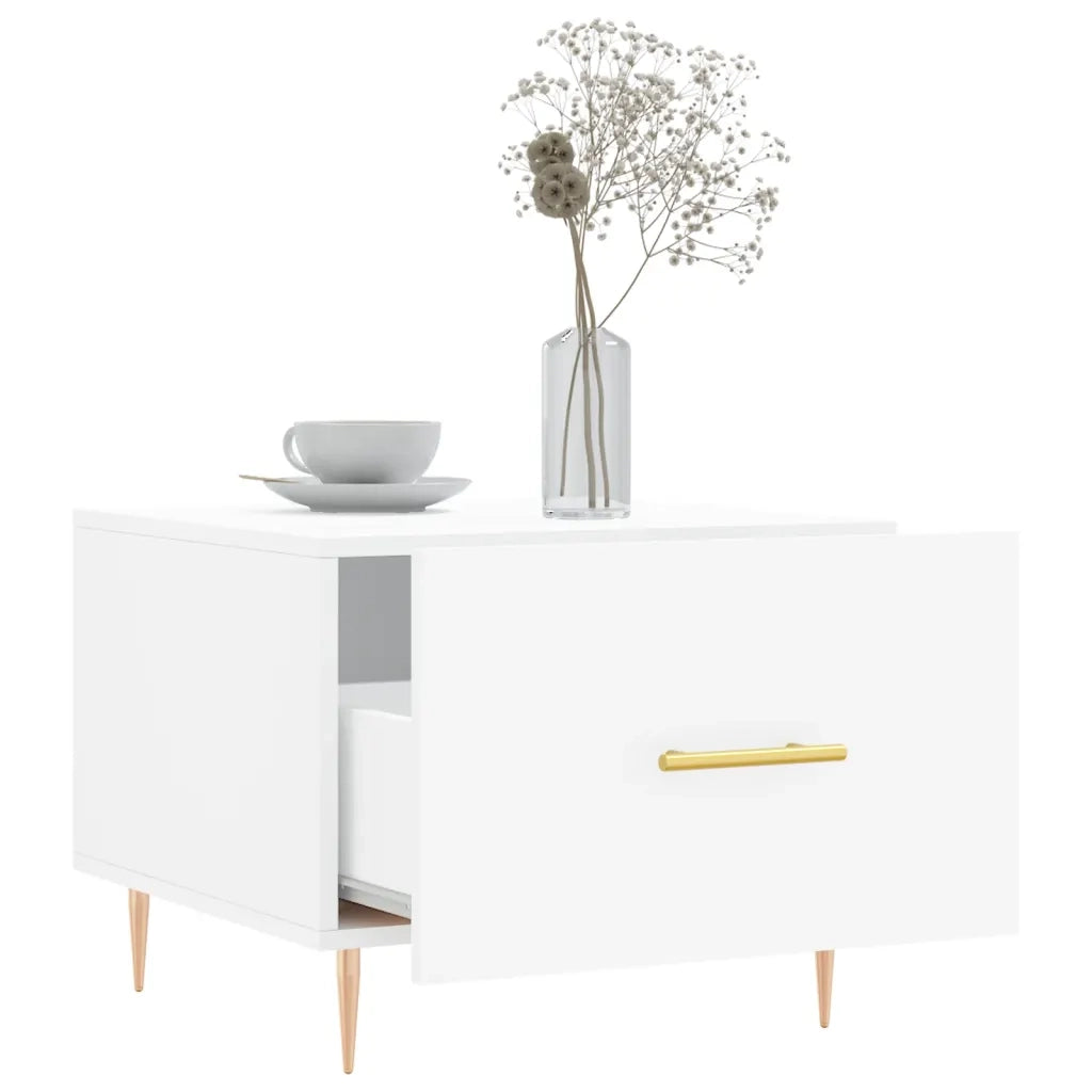 Tavolini da Salotto 2 pz Bianchi 50x50x40 cm Legno Multistrato 829365