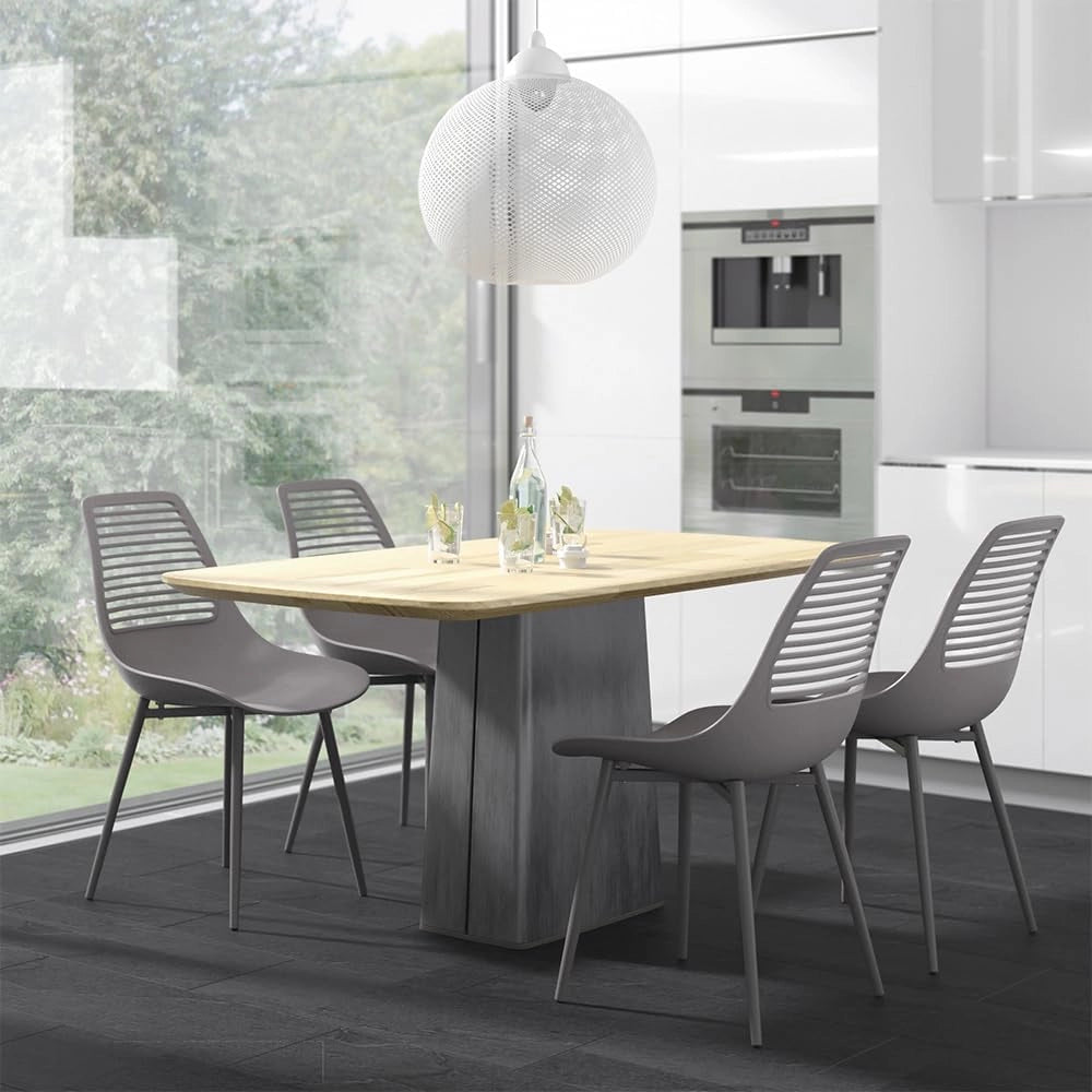 OK-Living Sedia da giardino Sedia da terrazza Sedia da balcone Klaas grigio Sedia ergonomica Set di 4