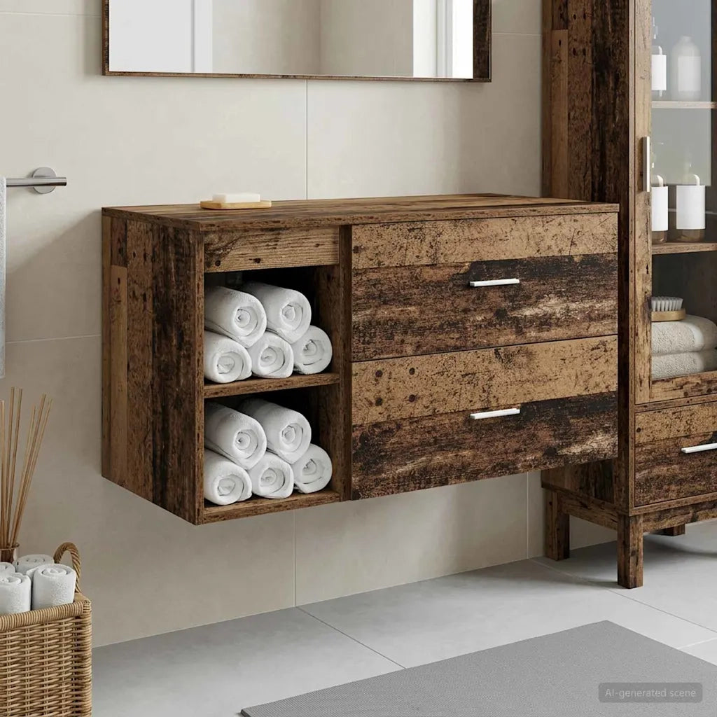 Set di mobili per il bagno 2 pcs Legno antico 3403942
