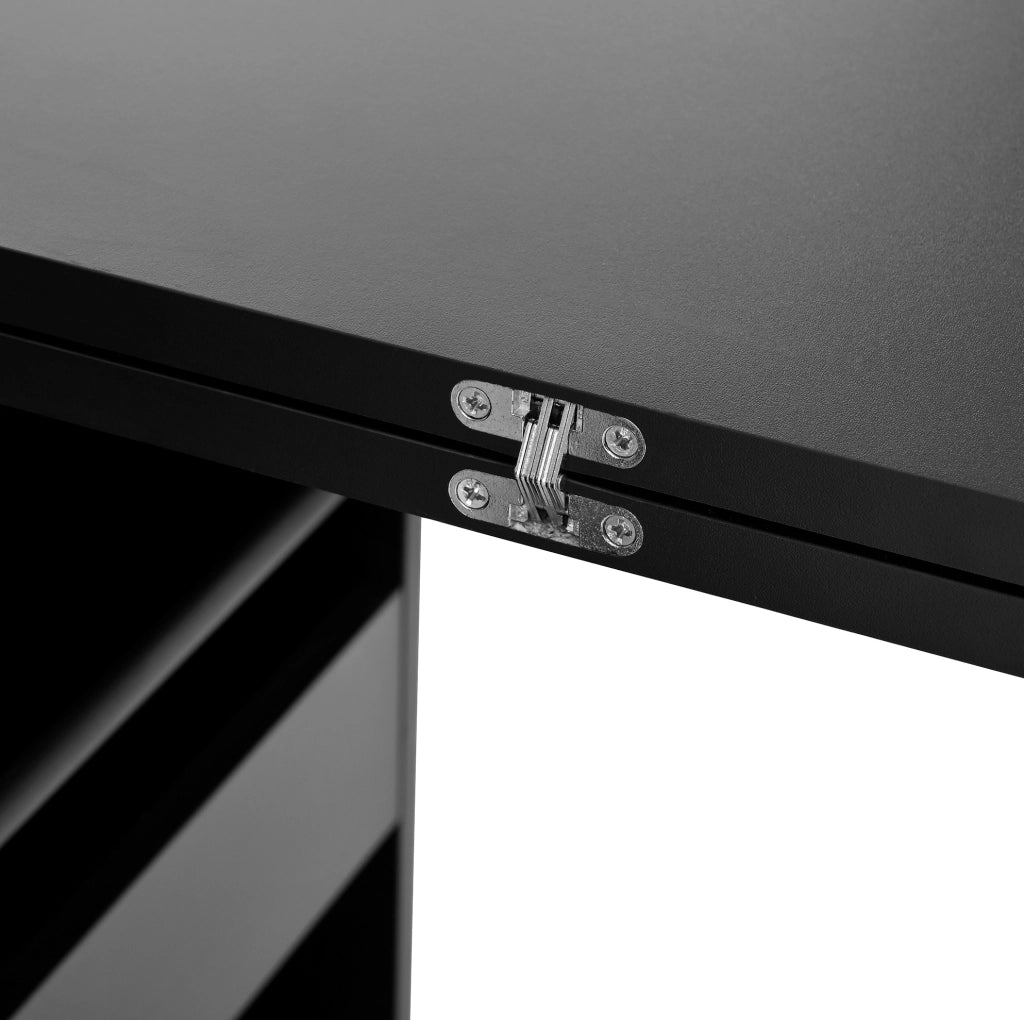 Tavolo bar allungabile 121.5x40x76.7 cm con piano girevole e spazio contenitivo in MDF nero
