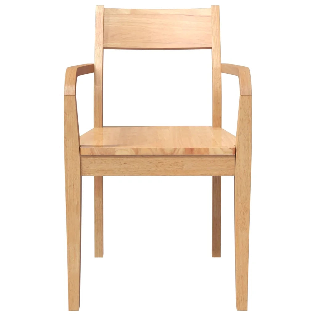 Sedie da Pranzo 2 pz Naturale in Legno Massello di Hevea