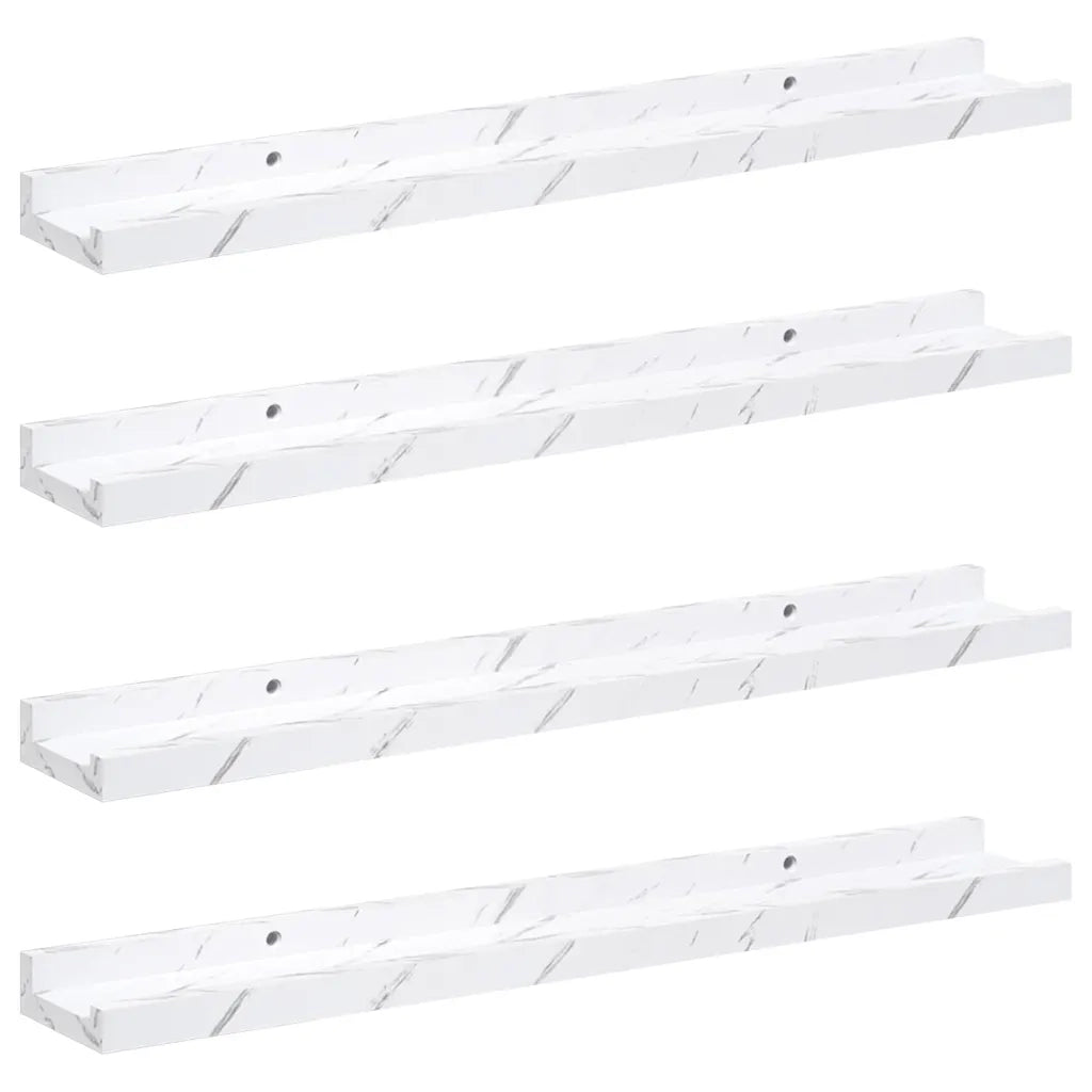 Scaffale da parete 4 pcs Marmo Bianco 60 x 9 x 3 cm
