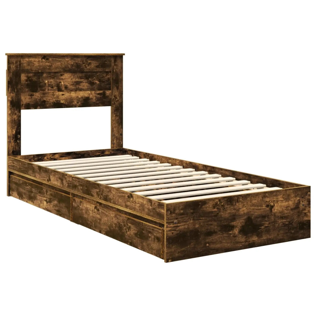 Letto con Contenitore Rovere fumé 75 x 190 cm Legno multistrato