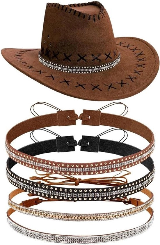 Cappello con Strass Glamour per Signora - Cappello da Cowboy con Effetto Glamour