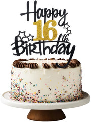 Decorazione per torta 16° compleanno in oro/nero