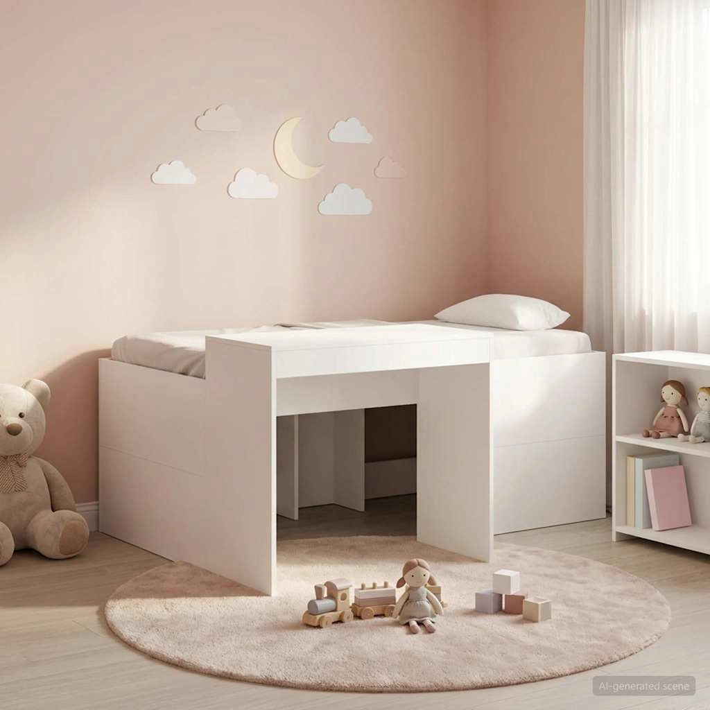 Letto alto per bambini con scrivania Bianco 80 x 160 cm 3422667