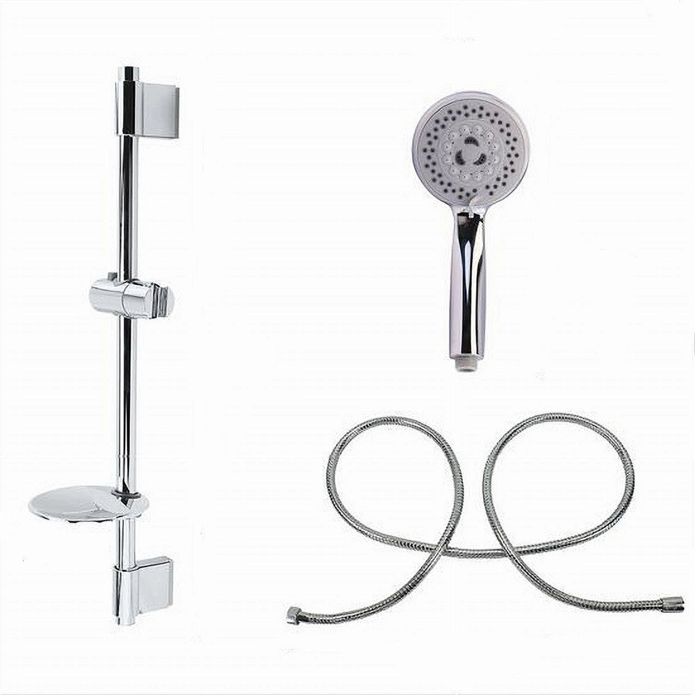 Trade Shop - Saliscendi Doccia Cromato Doccetta Multigetto Mensola Portasapone Bagno Tubo 79390 -