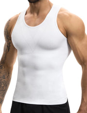 Compressione per Uomo con Design Ergonomico - Maglietta Compressiva - Maglietta Senza Nodo - Abdominale - Parte Inferiore Respirante - Tre Livelli di Compressione - Maglietta Compressiva