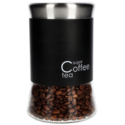 Contenitore in vetro con coperchio nero KADAX per caffè, tè e zucchero, capacità 1000 ml (1 litro).