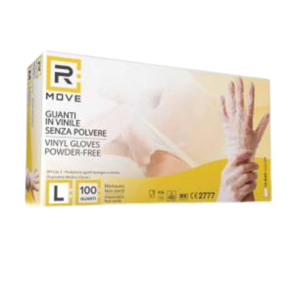 RMove 1Conf. da 100pz Tg.L - Guanti Vinyl Clear Uso Medico Senza Polvere